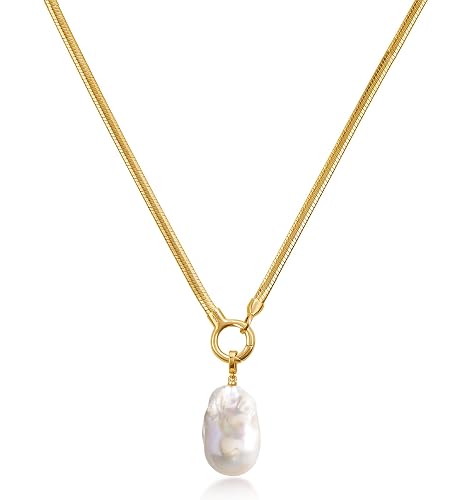 Amber Lollipop Genuine Freshwater Baroque Pearl Necklaces Gifts for Women | Modern Aesthetic Semi-Fine Jewellery, Hypoallergenic, 14K Gold-Plated, Natural Gemstone, Gift Box Included, Easy Layering - Detachable Pendant