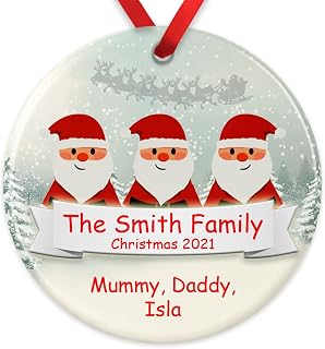 Personalised Family Christmas Ornament, Santa Design, Custom Christmas Bauble, 2021 Christmas Tree Decoration Gift, Family Gift, Festive Xmas Present, Family Bauble, Family Christmas Ornament