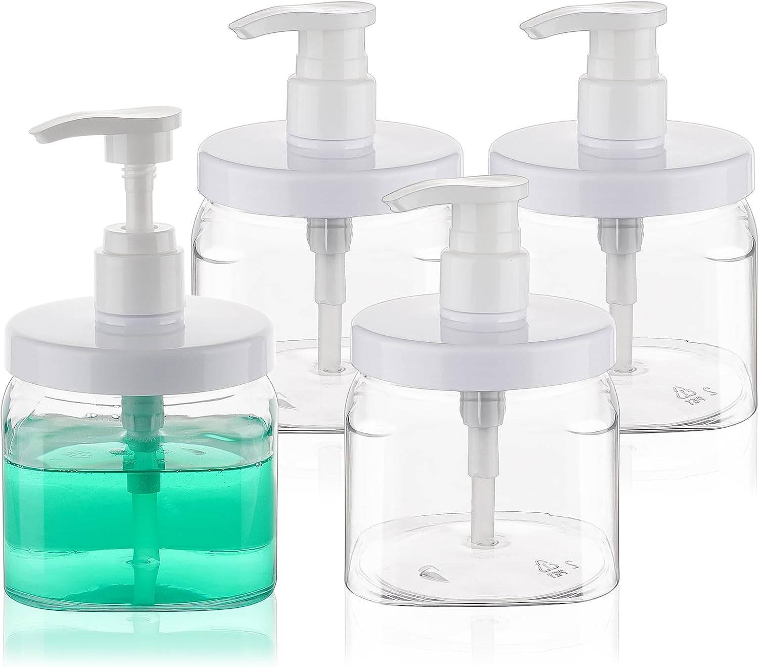 Pump Bottle Dispenser 3 Pack 550ml/18.6oz Lotion Dispenser Wide Mouth Plastic Refillable Lotion Pump Bottles Empty Bathroom Shower Containers for Hand Wash Shampoo Conditioner(Clear)
