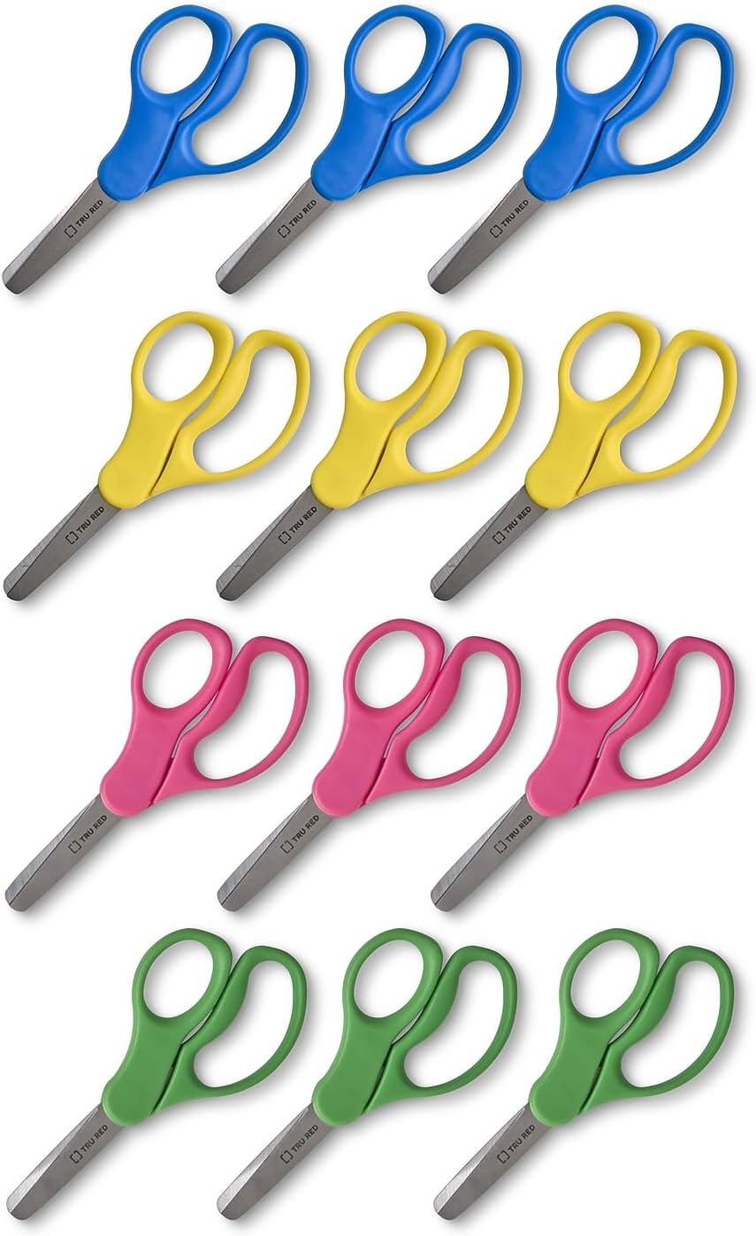 TRU RED 5‑Inch Kids Blunt Tip Scissors, Straight Handle, Right & Left Handed – School Scissors