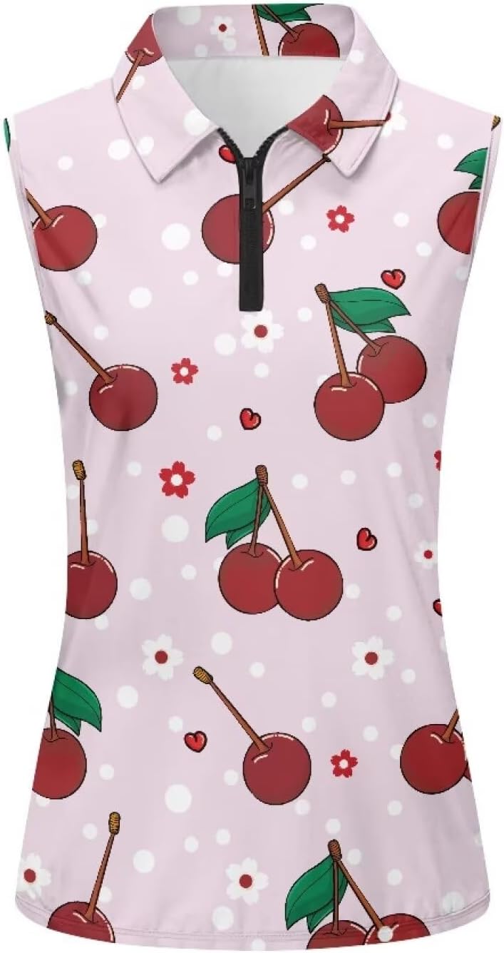 Womens Sleeveless Golf Shirts Zip Up V Neck Workout Tank Tops Quick Dry Lightweight Athletic Tops
