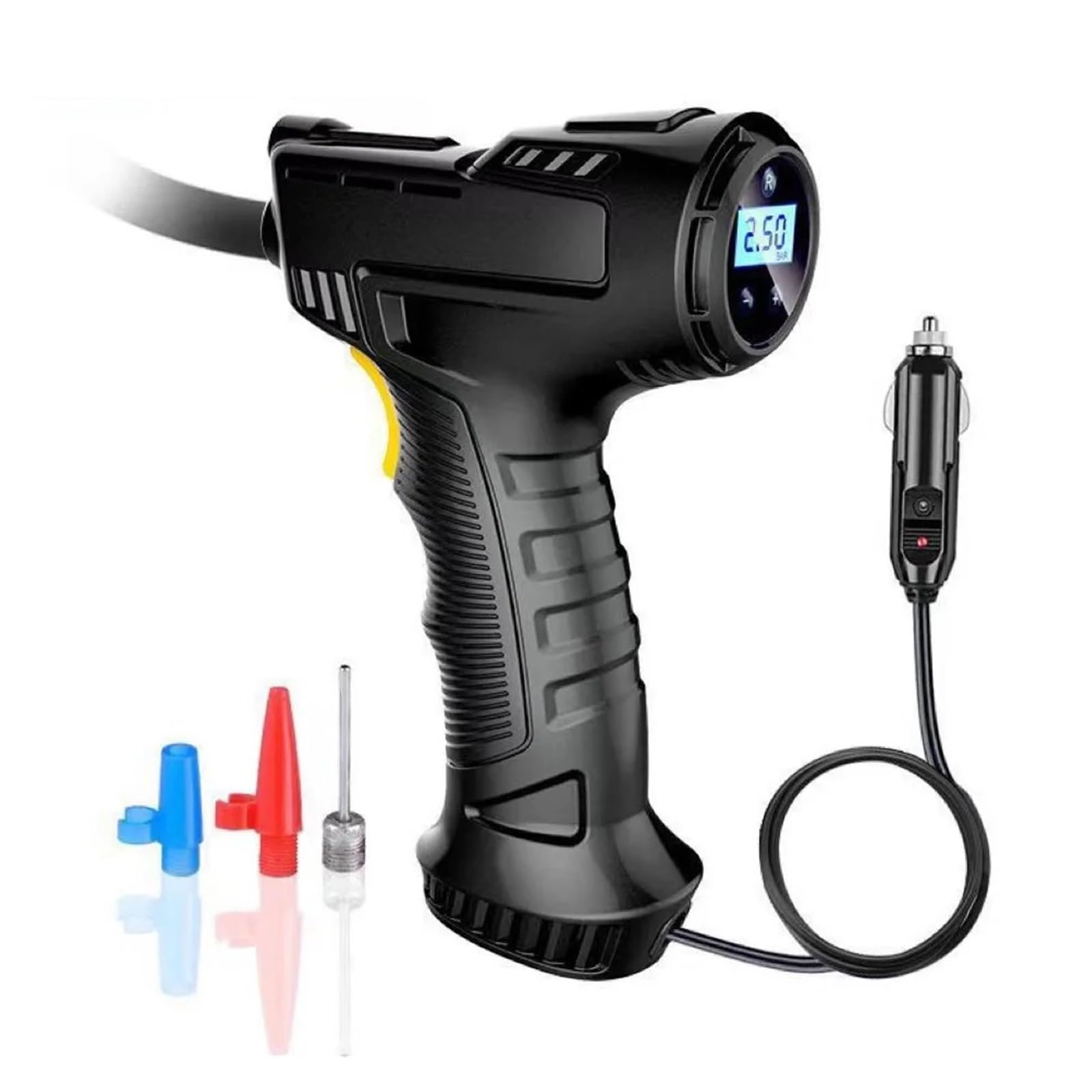 Ręczna Sprężarka Powietrza 120W Bezprzewodowa/przewodowa Pompka Nadmuchiwana Przenośna Inflator Do Opon Cyfrowa Samochodowych Piłek Rowerowych Szybkie Pompowanie Wysiłku(Wired Style)