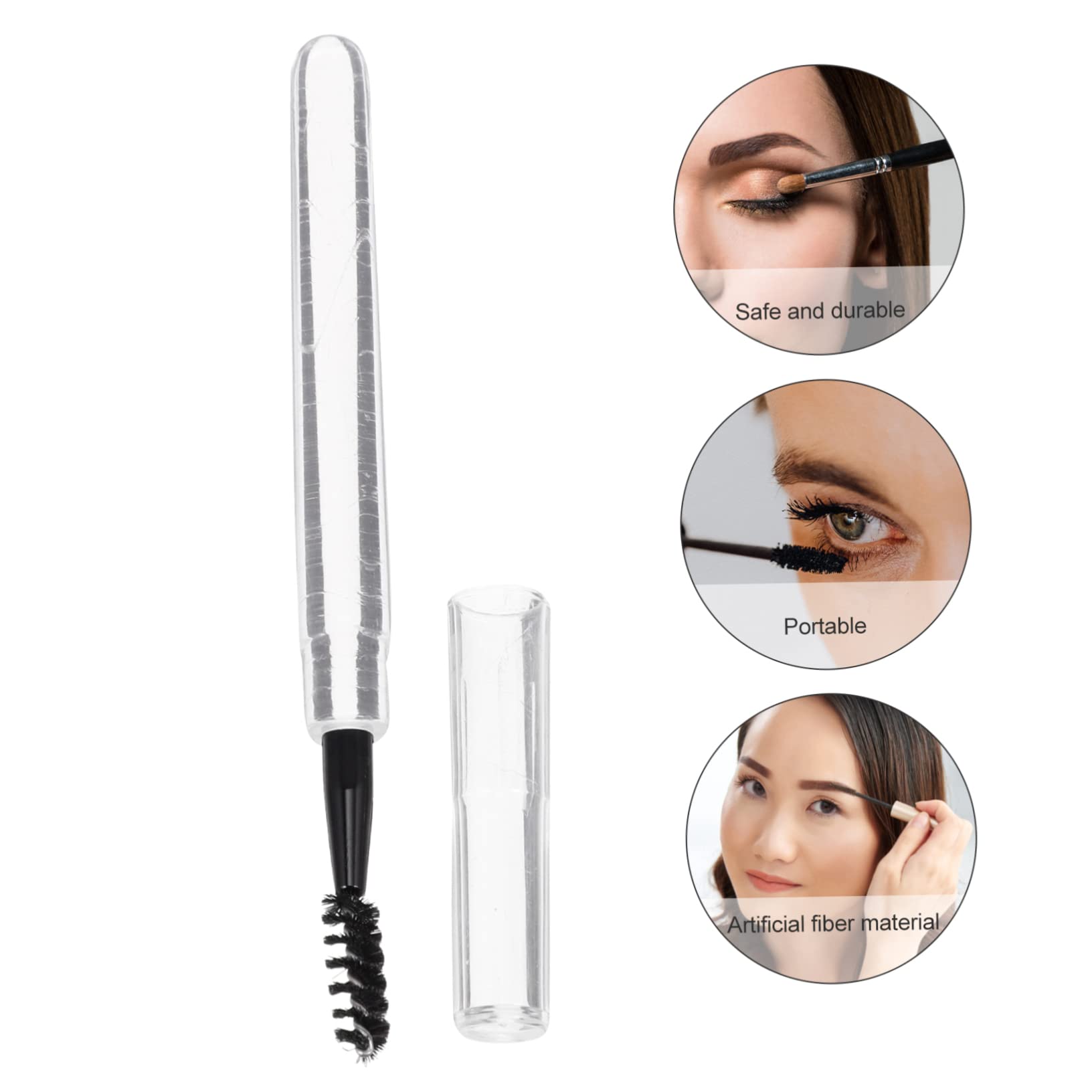FRCOLOR 6pc Eyelash Mascara Brush Set Brow Brushes for Eyebrows Eye Makeup Applicator Spoolies Eyebrow Curler Kit Light Compact for Travel