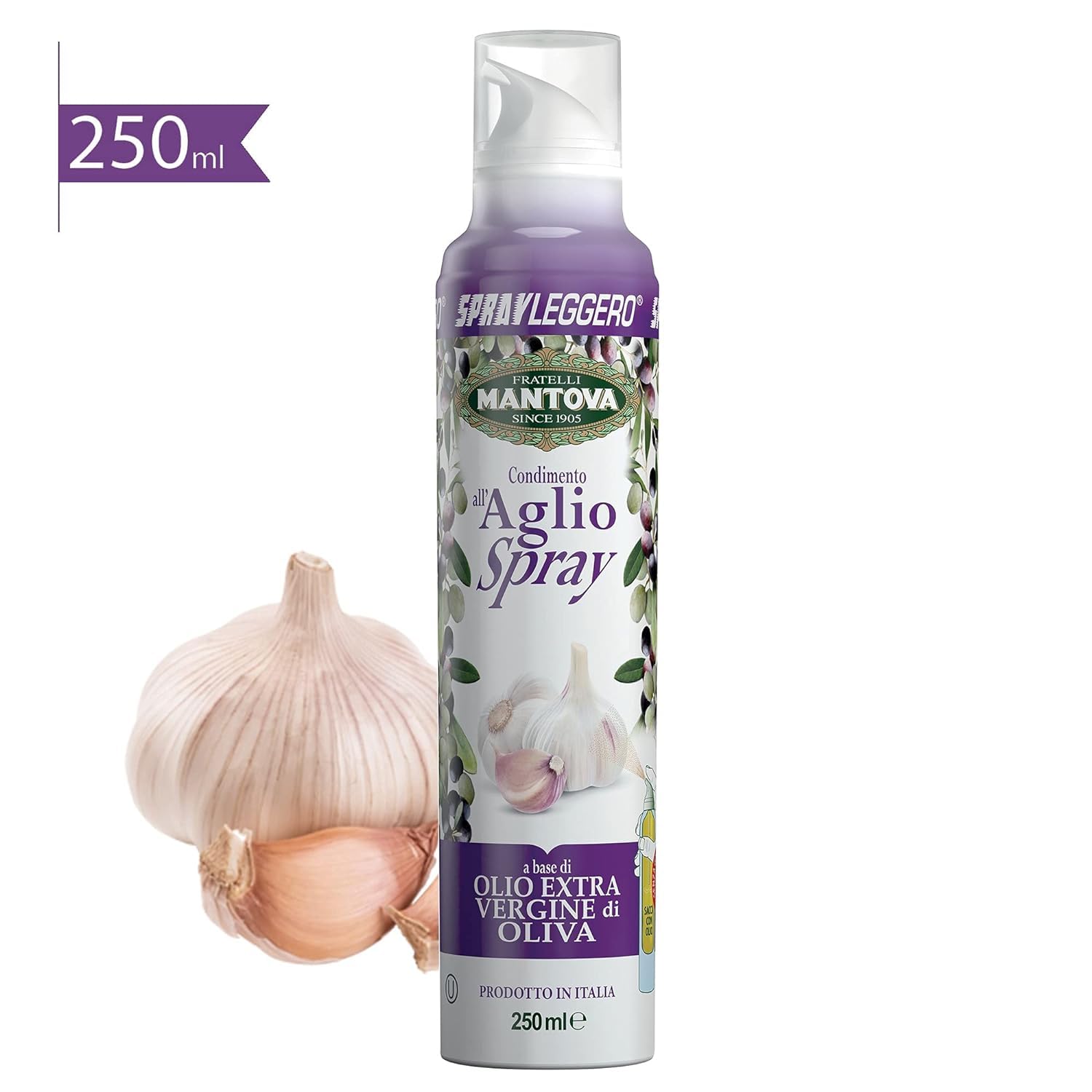 SPRAYLEGGERO SET (5x250 ml): Natives Olivenöl Extra mit Knoblauch, Zitrone, Chili, Schwarzem Trüffel + Italian Gourmet polpa 400g