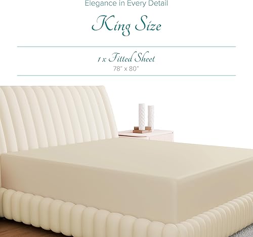 Miniatura 184 de Carressa Linen Sábana bajera ajustable 100% algodón tamaño King – Sábana bajera de 800 hilos King de algodón, lujosamente suave, refrescante