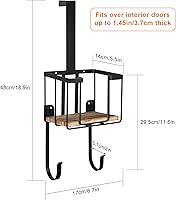 Vista 6 de TJ.MOREE Soporte de pared/sobre la puerta para tabla de planchar con gran cesta de almacenamiento, soporte para plancha y tabla de planchar