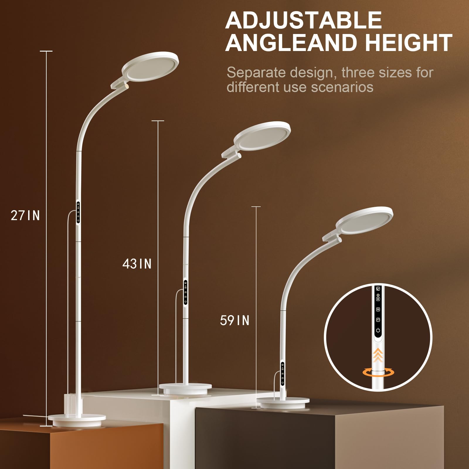 Hottoerak Tageslichtlampe Stehlampe, UV-freie 10000 Lux LED Lichttherapielampe mit Fernbedienung, 5 Lichtfarben & 5 Helligkeitsstufen & Timer, Sonnenlicht Lampe für Büro/Haus/Lesen