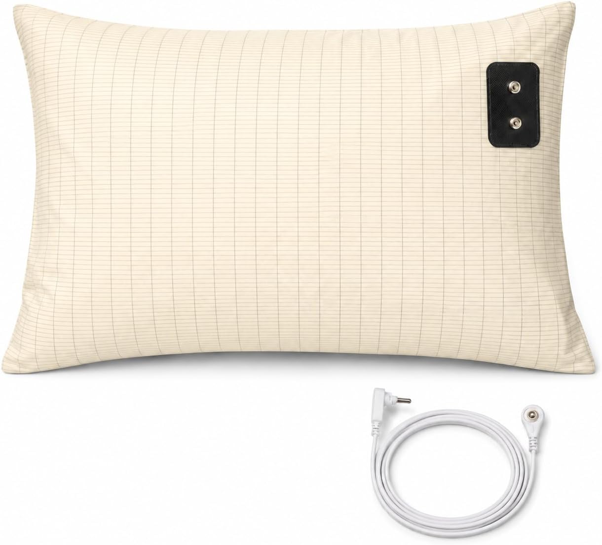 Grounding Pillowcase Queen Conductive Grounding Pillow Cases Organic Cotton Grounding Sheets with 15ft Cord for Better Sleep Pain Relief Improve Energy (20X30in) 1PC