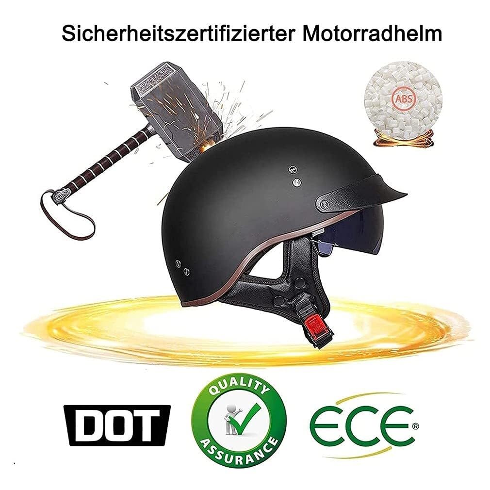Otwarty kask motocyklowy, czapka baseballowa z daszkiem przeciwsłonecznym, dla dorosłych, mężczyzn i kobiet, skuter, motorower, chopper, street cruiser, homologacja DOT/ECE(10,L(59~60CM))