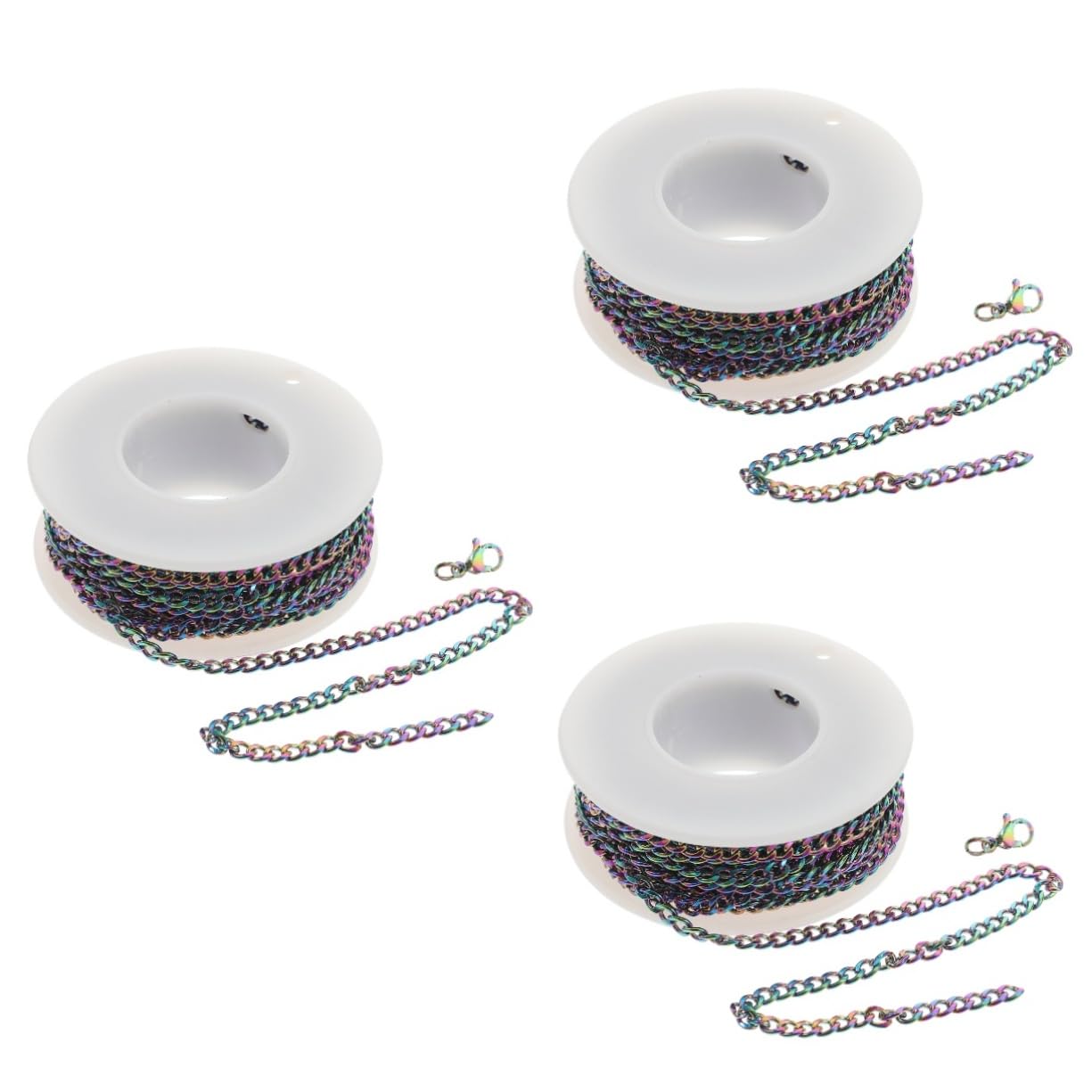 Chaînes en acier inoxydable HOMSFOU lot de 3 avec fermoir mousqueton pour bijoux DIY