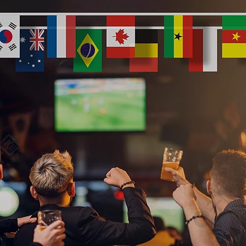 Miniatura 6 de Bandera de cuerda de la Copa del Mundo de 32 países, bandera internacional de la Copa Mundial de Fútbol de Qatar 2022, banderines para fiestas de la