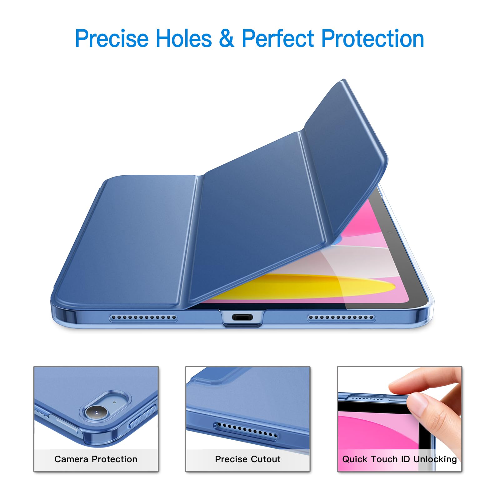 JETech Custodia per iPad (A16) 11a/10a Generazione (2025/2022), Supporto Sottile con Retro Rigido Cover con Auto Svegliati/Sonno (Navy)