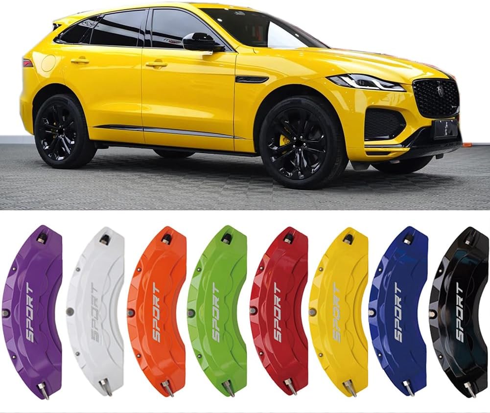 4pc Brake Caliper Covers Compatible Front Rear Wheel Size for JAGUAR Accessories (Red, for F-PACE 18"19"20"21 wheel)