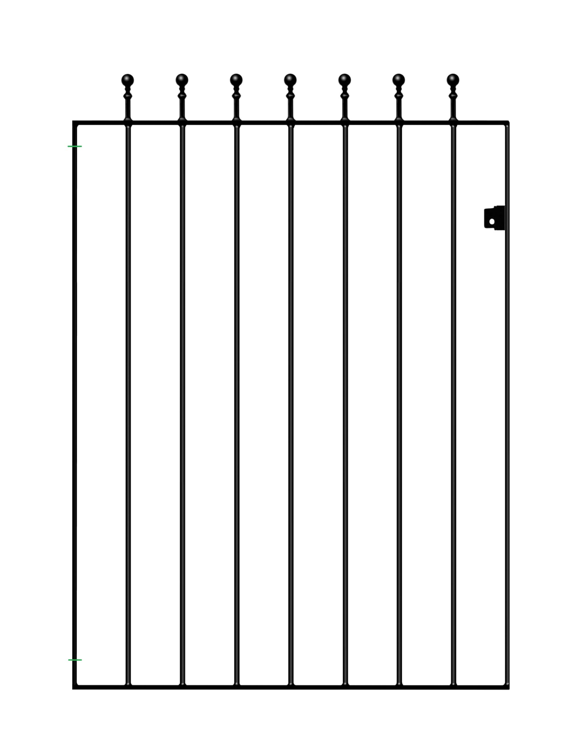 Black Manor Ball Top Metal Garden Gate Galvanised Wrought Iron Pedestrian Swing Gates (914Mm Gap X 1220Mm High Mazp06/3)