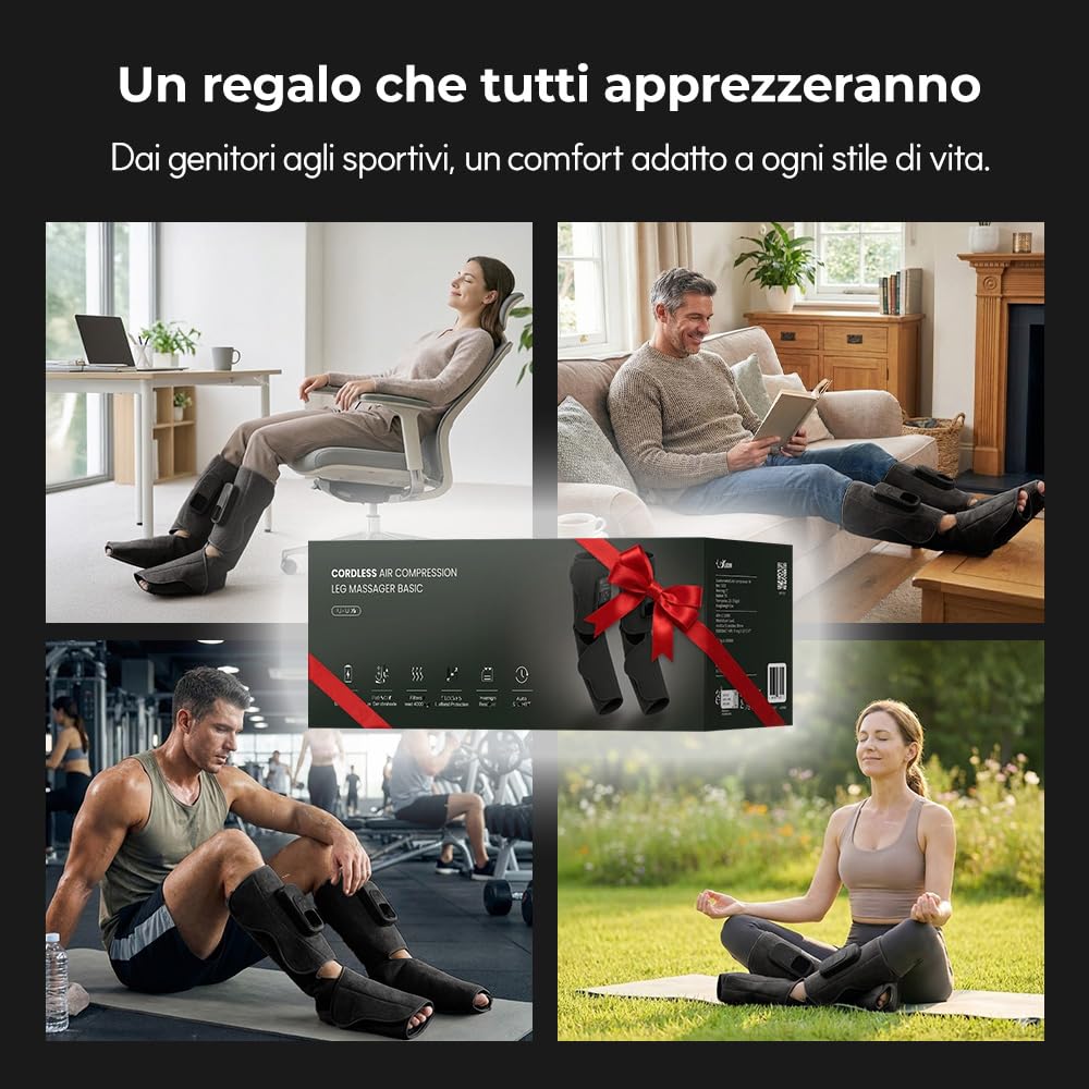 HuBDIC HubiCare - Massaggiatore senza fili per polpacci e piedi, con compressione di calore e aria, per la circolazione e il sollievo dal dolore, 5 modalità con 5 intensità, riduce il gonfiore