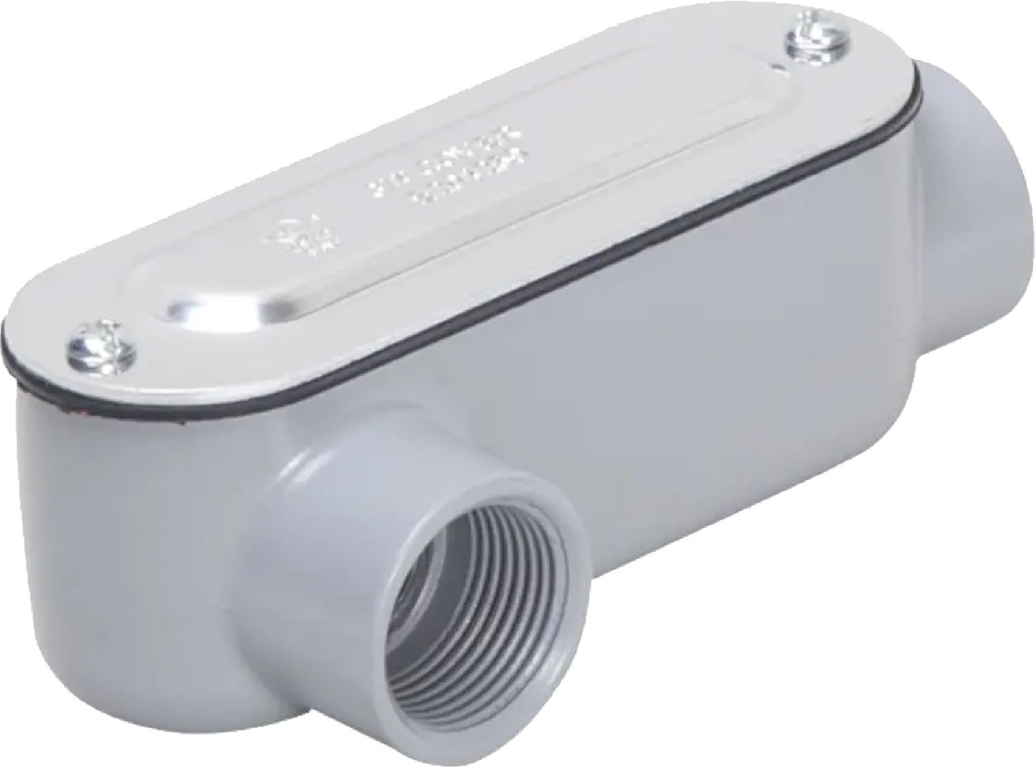 TayMac RLR200 Threaded LR Type Conduit Body, Die Cast Aluminum, Stamped Steel Cover, 2-Inch, Gray