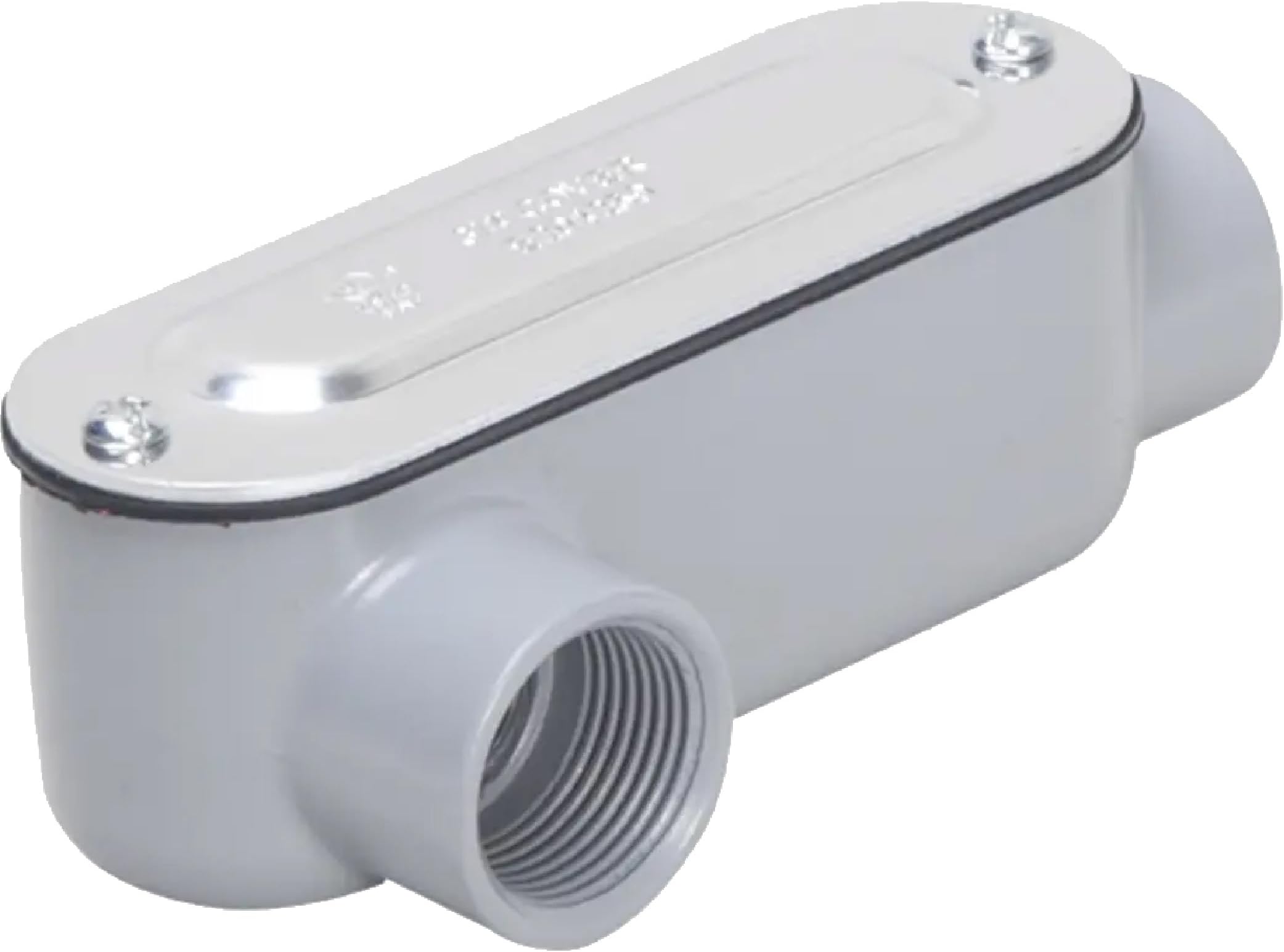 RLR050 Threaded LR Type Conduit Body, Die Cast Aluminum, Stamped Steel Cover, 1/2-Inch, Gray