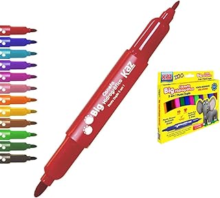 Big Caneta Hidrográfica 2 em 1 Ponta Dupla Conjunto com 12 Cores Sortidas Reiste a Pressão sem Afundar Ponta Grossa e Ponta Fina