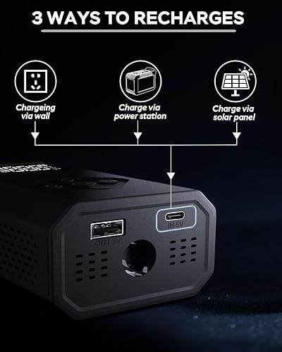 Miniatura 8 de Inflador de neumáticos, compresor de aire portátil de 150 PSI, bomba de aire recargable inalámbrica para neumáticos de automóvil, bomba de aire