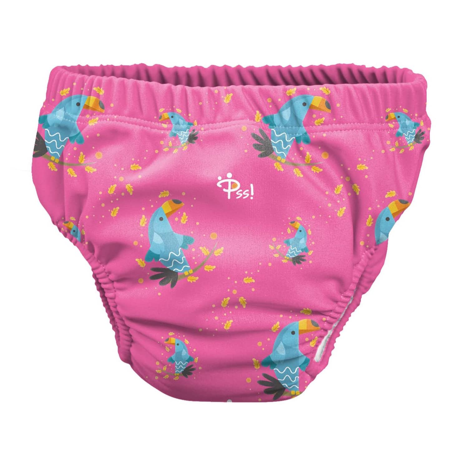 Pss! - Pañal de Agua para Bebé - Modelo Crazy Toucan - Para Bebés de 3 a 8 kg - Talla M - Unisex - Diseño Multicolor - Absorbente y Reutilizable - Impermeable y Cómodo - 1 Unidad - 2