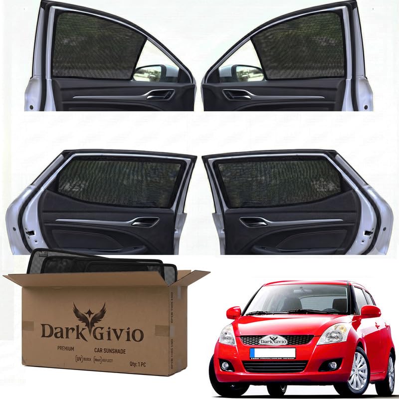 Image of Car Window Sun Shade Protector for Swift T 2 | Exact Fit Non-Magnetic Half Cut Sunshade (Set of 4 /6) | UV Blocker Side Window Car Curtains & Interior Accessory