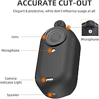 Vista 2 de LICHIFIT Juego de funda protectora de silicona para cámara Insta360 GO 3, carcasa suave + tapa de lente + correa para el cuello accesorios