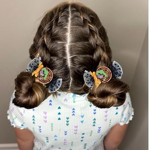 Miniatura 5 de Pinzas de lazo para el cabello de Halloween, 8 unidades para mujeres y niñas, pasadores de fantasma, pinzas de organza para el cabello, accesorios