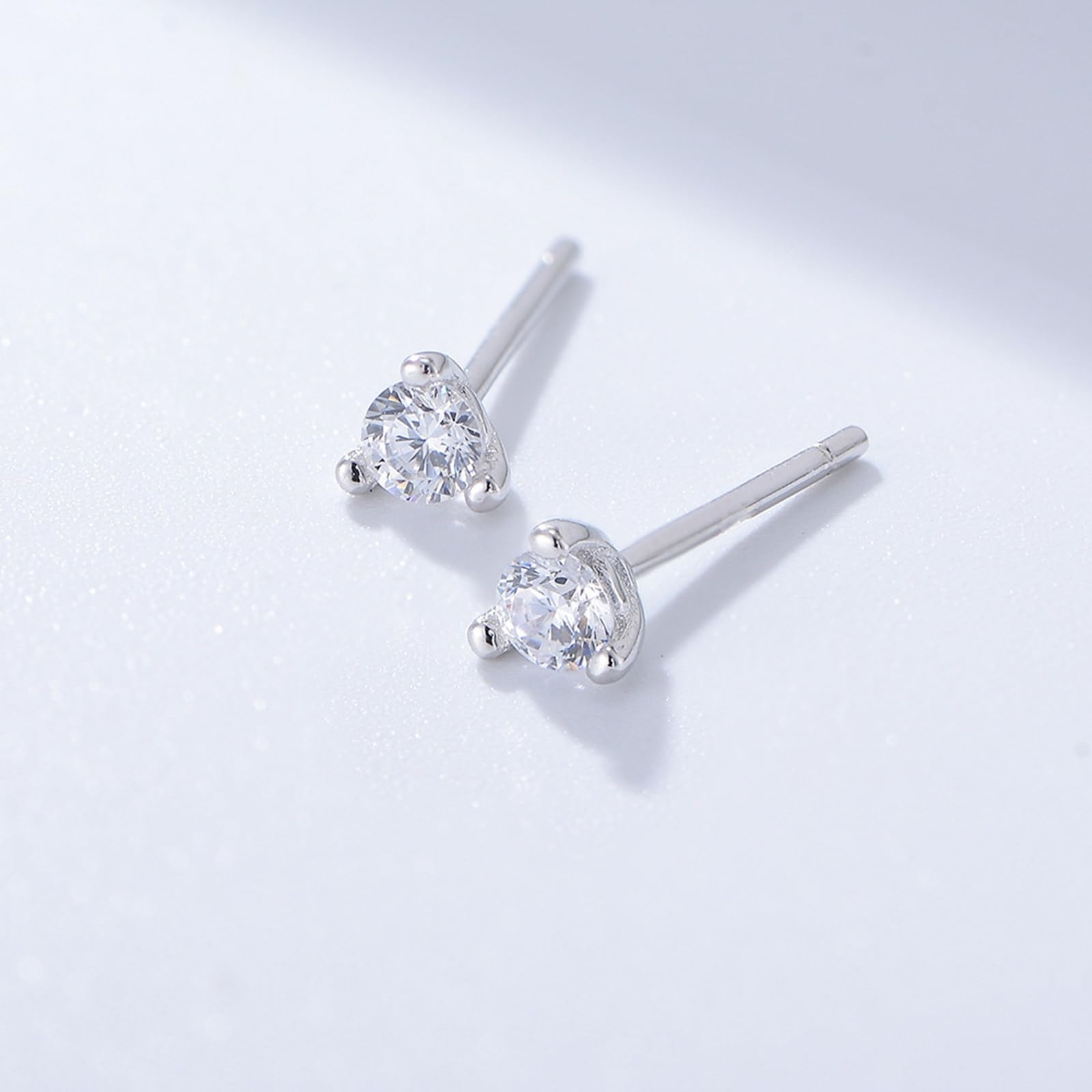 Ohrringe Ohrstecker Gelbgold 750 585 375 Echtgold Damen, Ohrringe Damen Einfach mit 3 Krallen Rund Moissanite 3.25MM–3.75MM Ohrstecker Echtschmuck für Hochzeit Braut, Gold