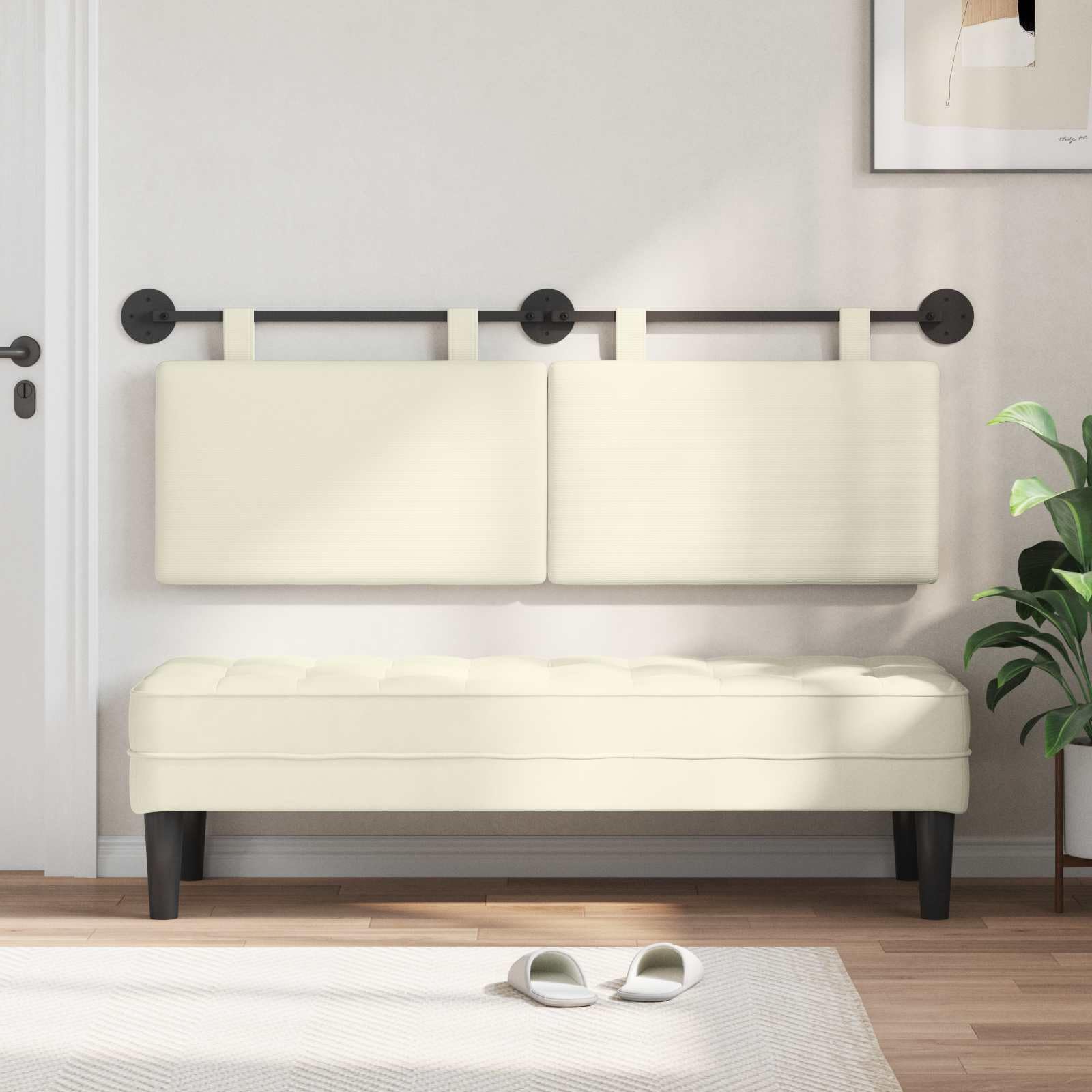 Cabecero colgante de pana con acolchado suave, 130 x 55 x 5 cm, juego de 2 unidades, montado en la pared, versátil como respaldo y accesorio de cama para dormitorio y habitación de invitados