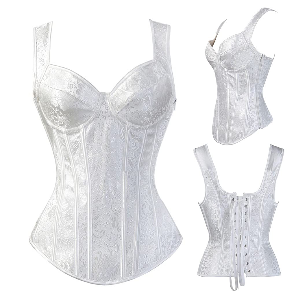 Overbust Corsetto Longline Shapewear Donne Pizzo Bustier Top Disossato Overbust Vita Trainer Broccato Floreale Disossato Vita Trainer