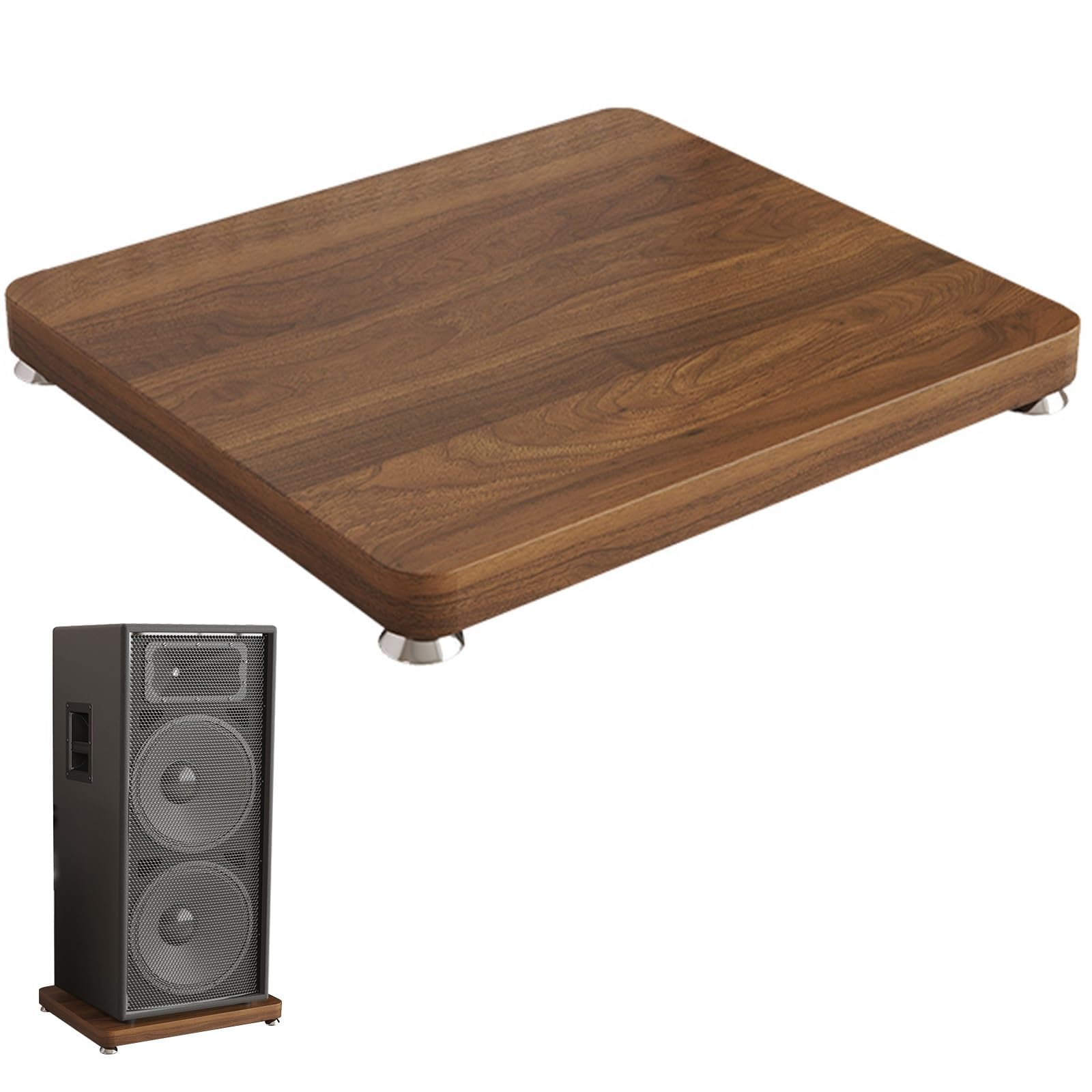 Piattaforma di isolamento per subwoofer resistente, spessore 25 mm, supporto ammortizzatore acustico in MDF, base antivibrazione per altoparlanti con piedini in gomma antiscivolo per pavimenti e