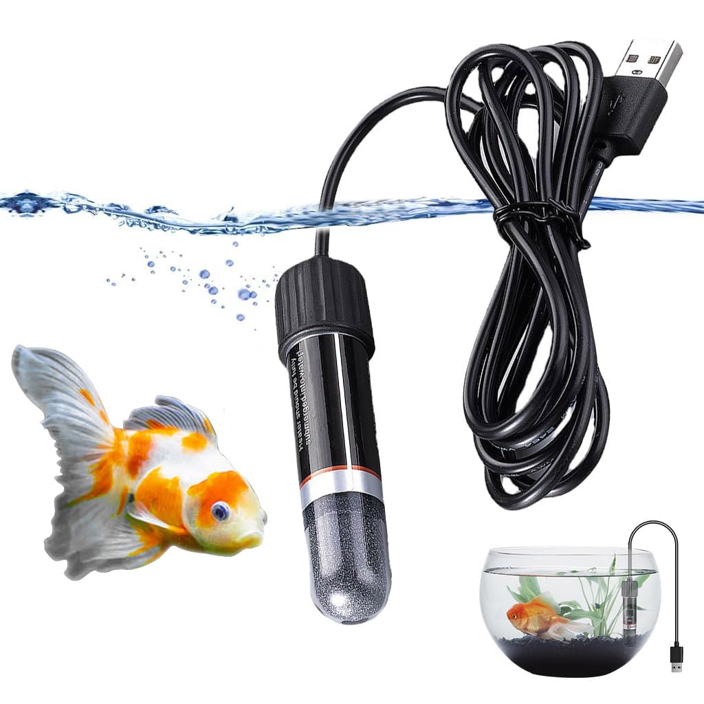 Qpets® Small Fish Tank Heater, 10W Betta Fish Heater, 26°C Stable Temperature for Small Tank 2.5L Water, Compact & Durable Design Mini Tank Heater (Recommended 2A Adapter)