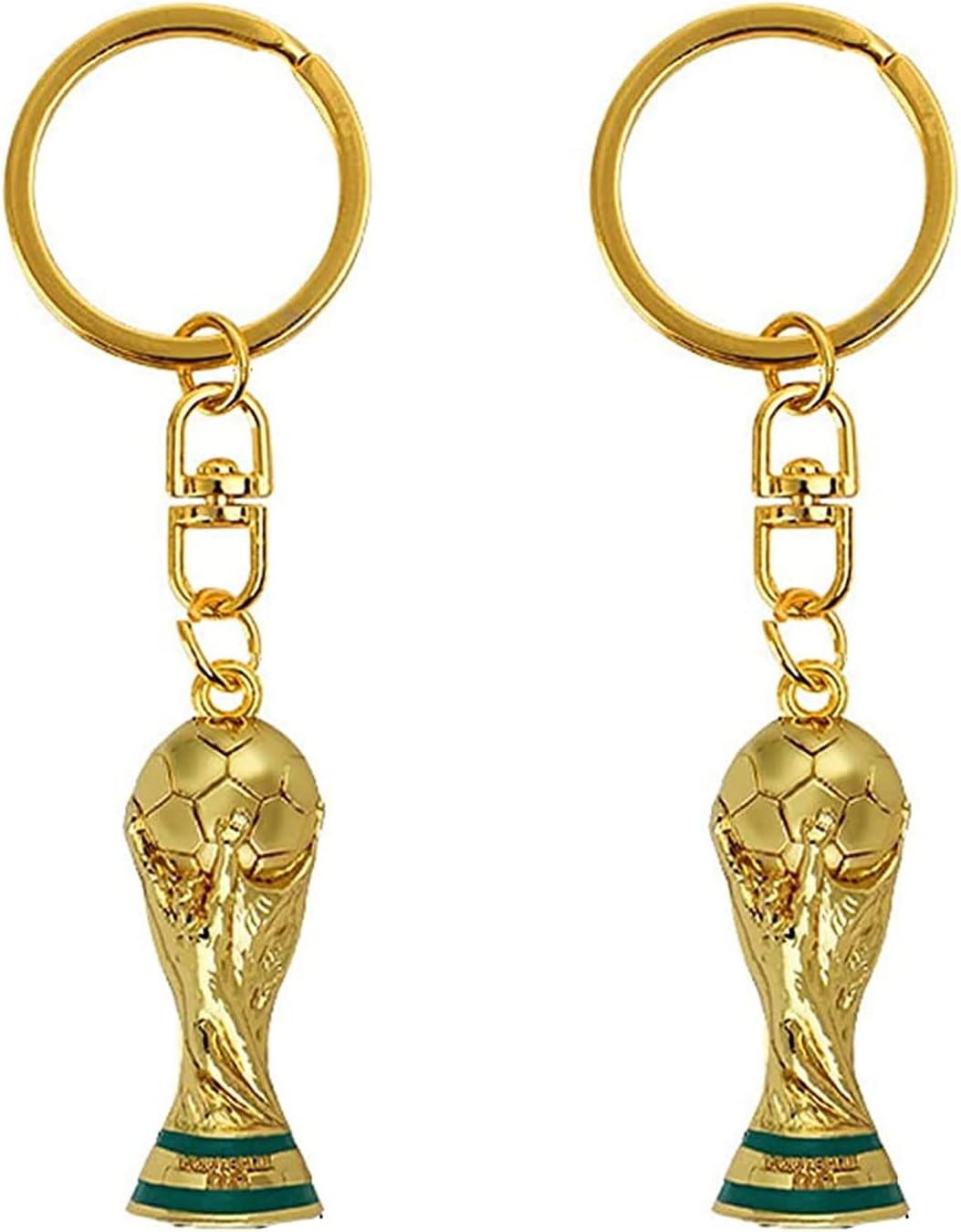 TERRIFI Football World Cup 2022 Gold Trophy Keychain Soccer Accessory Souvenir Keyholder Gift for Car Key Chain, 2 Pieces