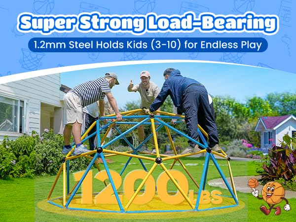 Image of Zupapa New Upgraded Outdoor Geometric Dome Climber with Tent, 1200LBS Weight Capability, 3D Assembly Video, Suitable for 1-6 Kids Climbing Frame (Blue+Yellow, 10FT)