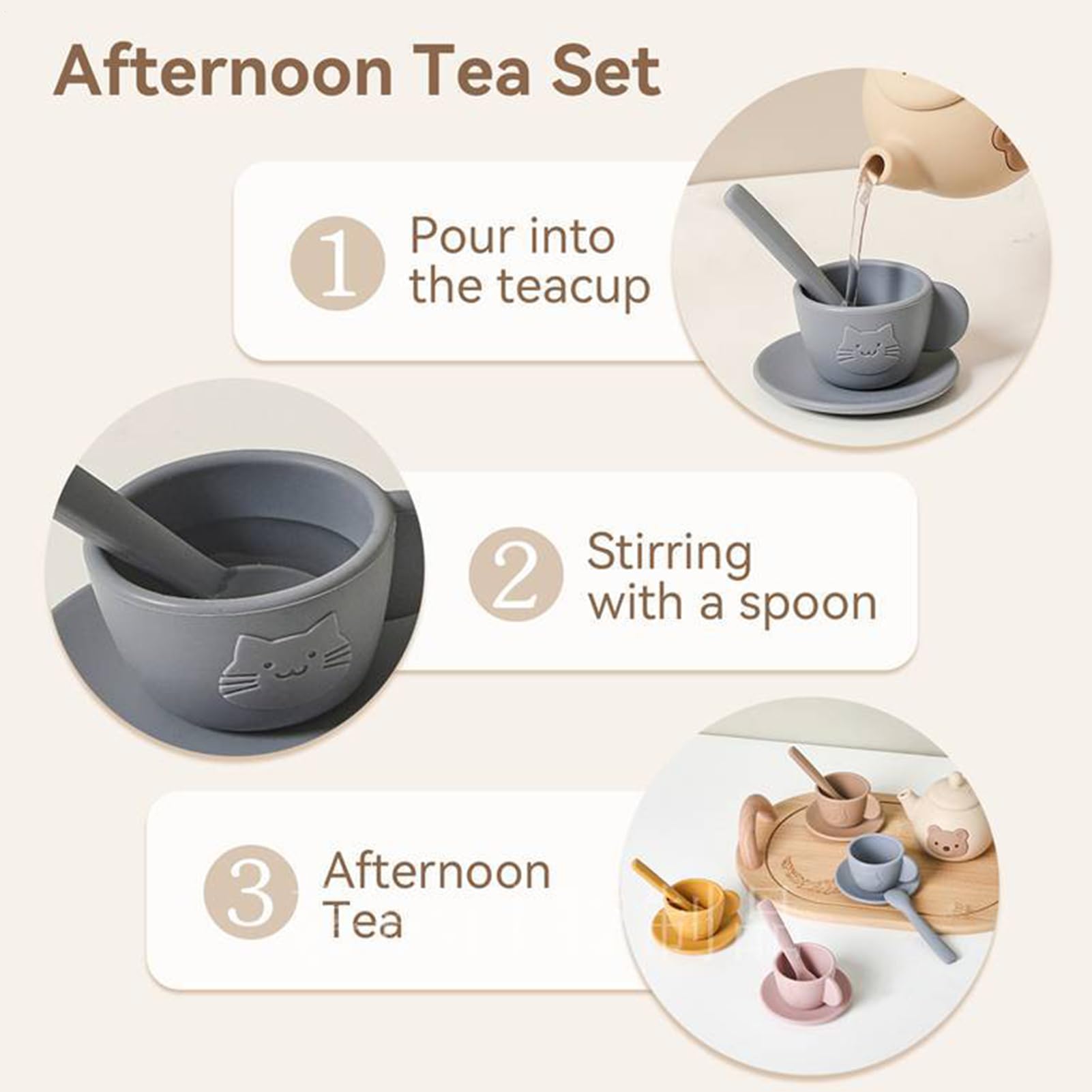 Set De Té De Silicona Juego Didáctico De Roles, Aprendizaje Y La Motricidad