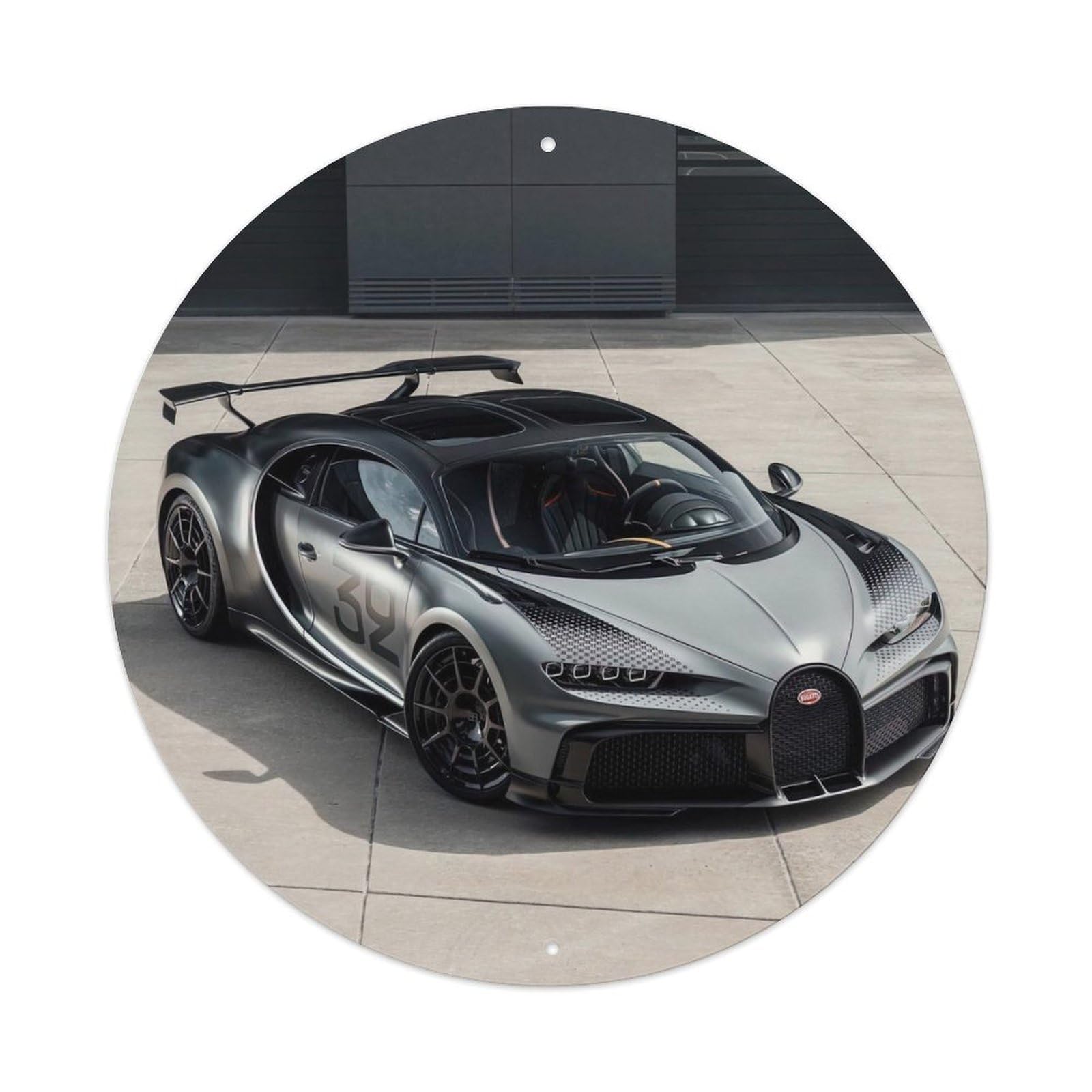 Hypercar Chiron Pur Sports Racing Supercar Vintage Metal Tin Sign Plaque Wall Decor for Cafe, Club, Garden Round Metal Poster 8x8Inch