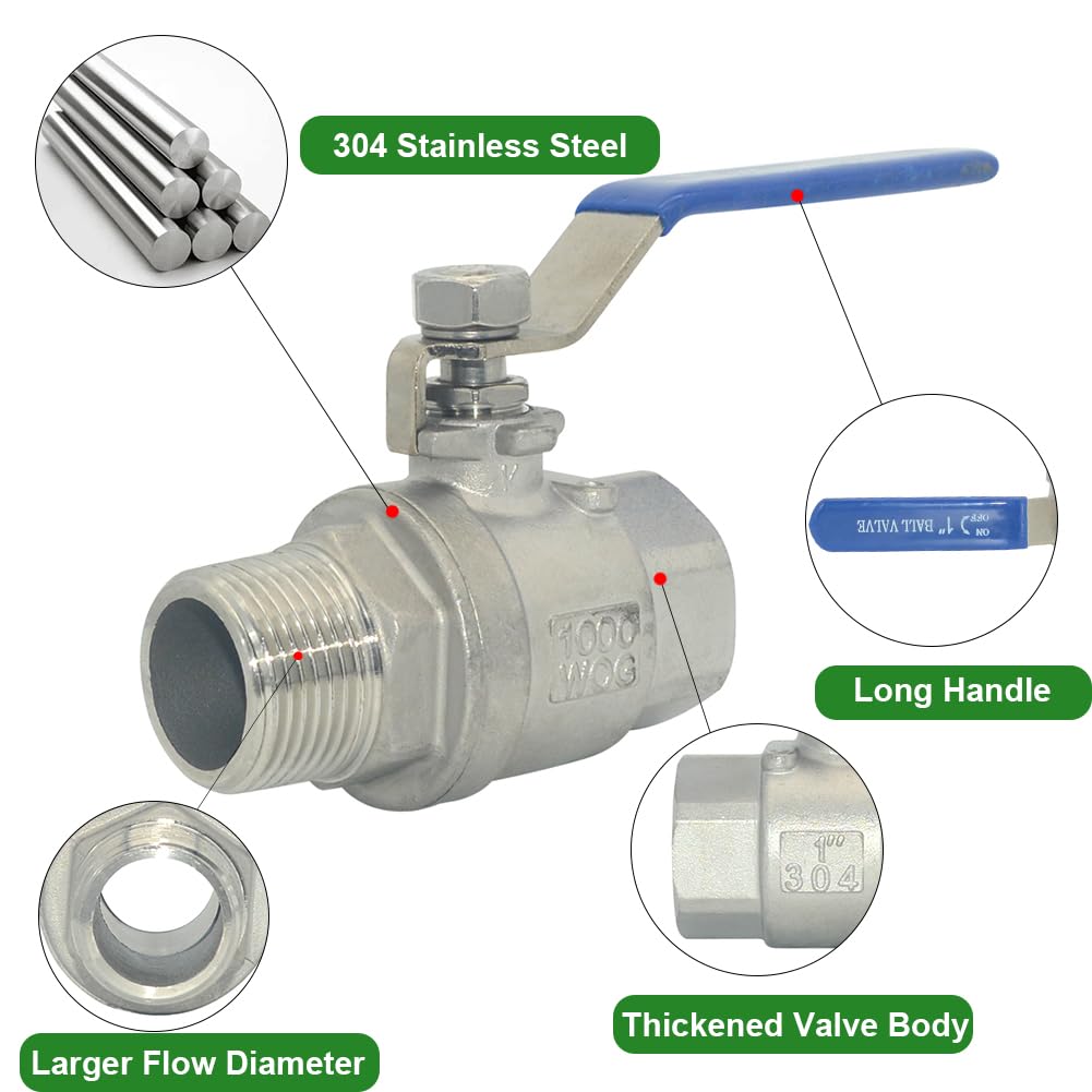 Aazon.co: POTONZ Full Port Ball Valve 1/2" NPT Heavy Duty Stainless