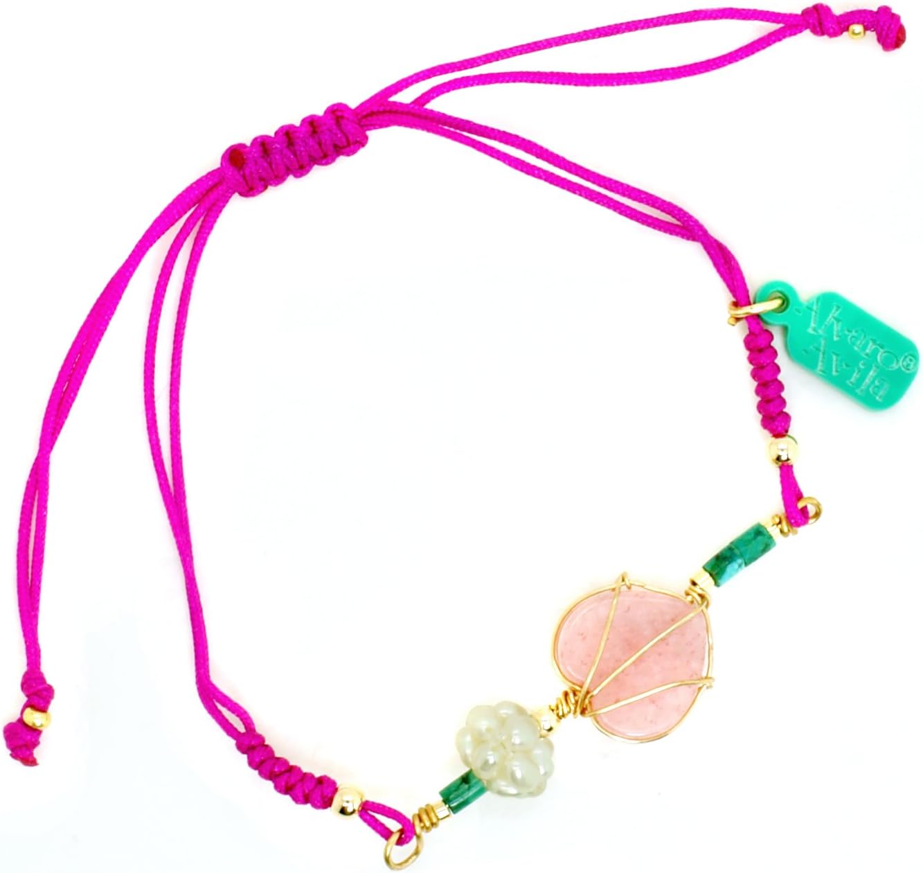 Heart-Shaped Natural Stone Knotted String Bracelet: Pink