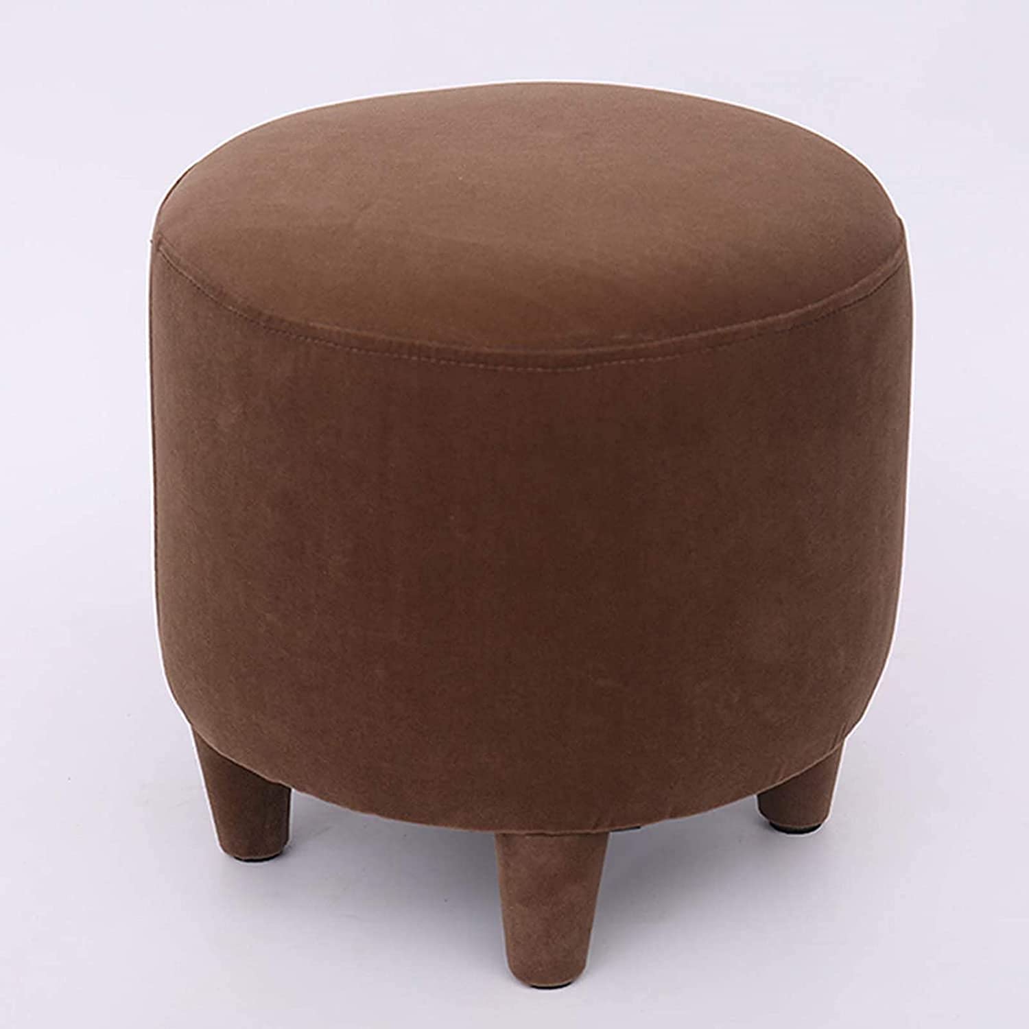 Repose-pieds pouf rond rembourré en tissu curry clair max 200 kg