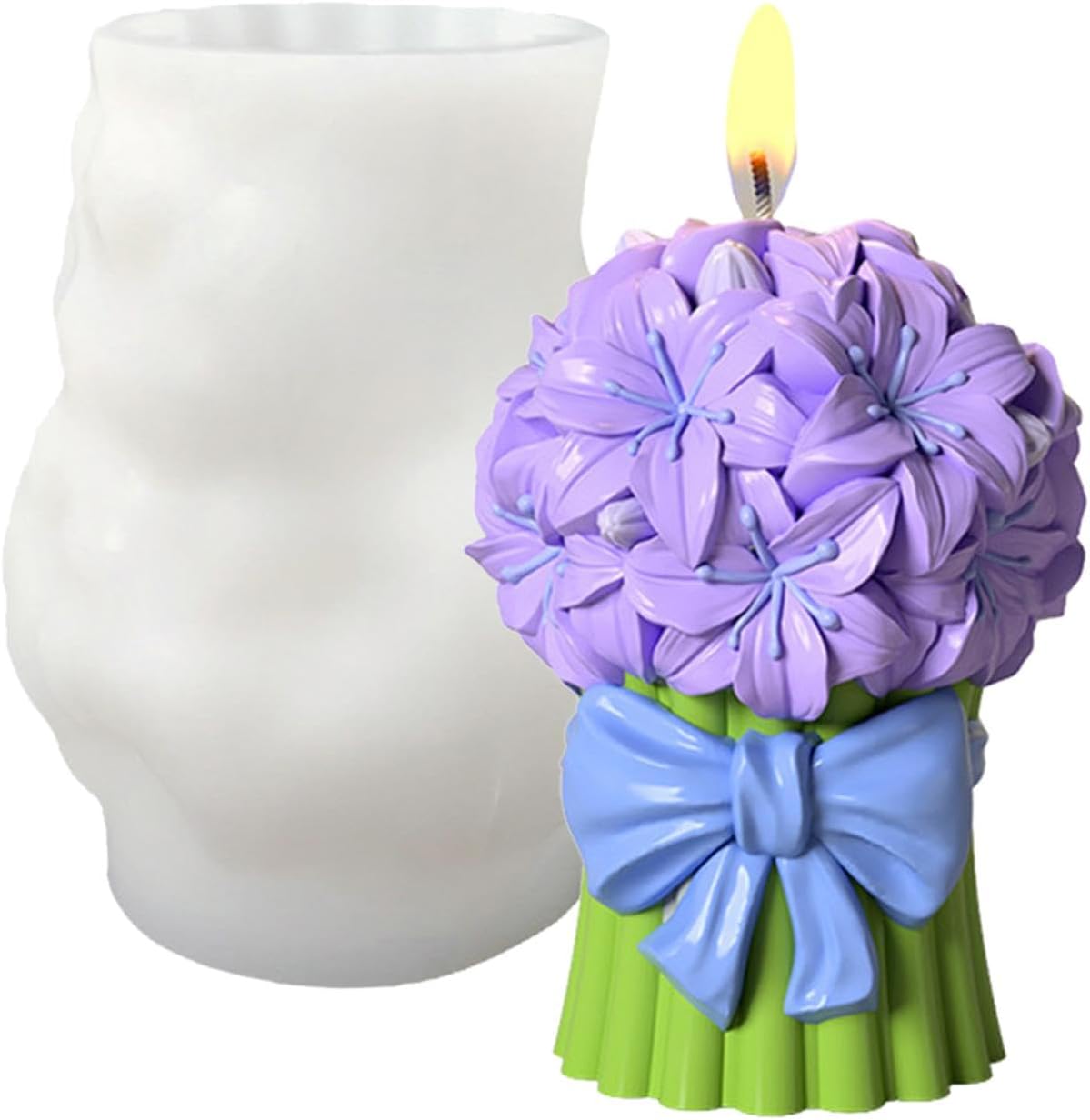 Tulip Bouquet Candle Soap Molds, 3D Tulip Flower Silicone Mold for Epoxy Resin Casting, Unique Floral Resin Wax Concrete Plaster Clay Molds for DIY Art Craft Home Wedding Decor (B)