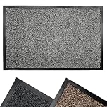 Mighty Mats Extra-Large Dirt Buster Barrier Door Mats Indoor - Highly Absorbent Dirt Trapper Indoor Doormat - Barrier Edge to Prevent Movement - For High-Traffic Areas - Light Grey, 80 x 120cm
