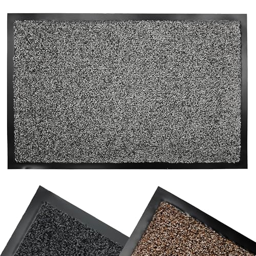 Mighty Mats Extra-Large Dirt Buster Barrier Door Mats Indoor - Highly Absorbent Dirt Trapper Indoor Doormat - Barrier Edge to Prevent Movement - For High-Traffic Areas - Light Grey, 80 x 120cm
