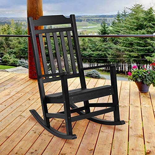 Image of Flash Furniture Winston All-Weather Poly Resin Rocking Chair in Black