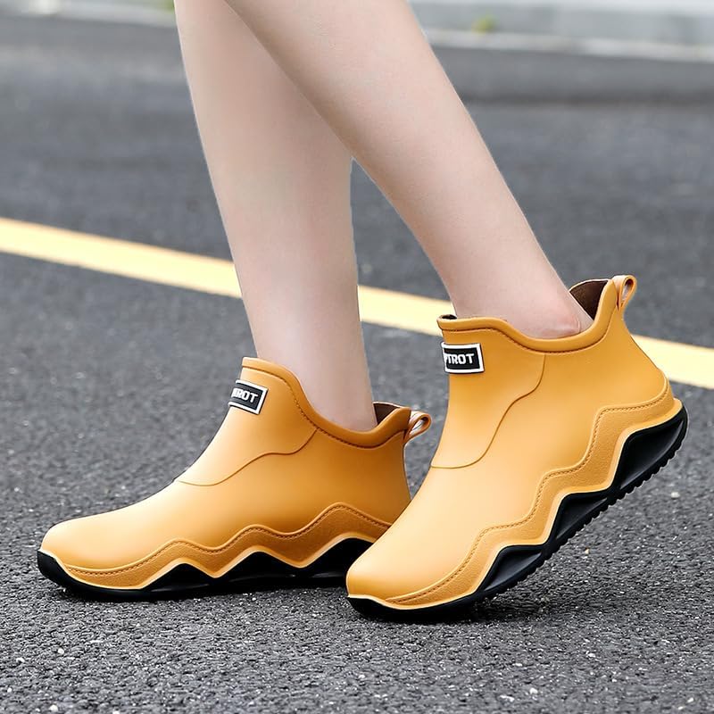 Men Waterproof Ankle Boots Men's Trendy Rain Boots, Non-slip Wear-resistant Waterproof Rain Shoes for Outdoor Work Fishing Travel Couple Rain Boots