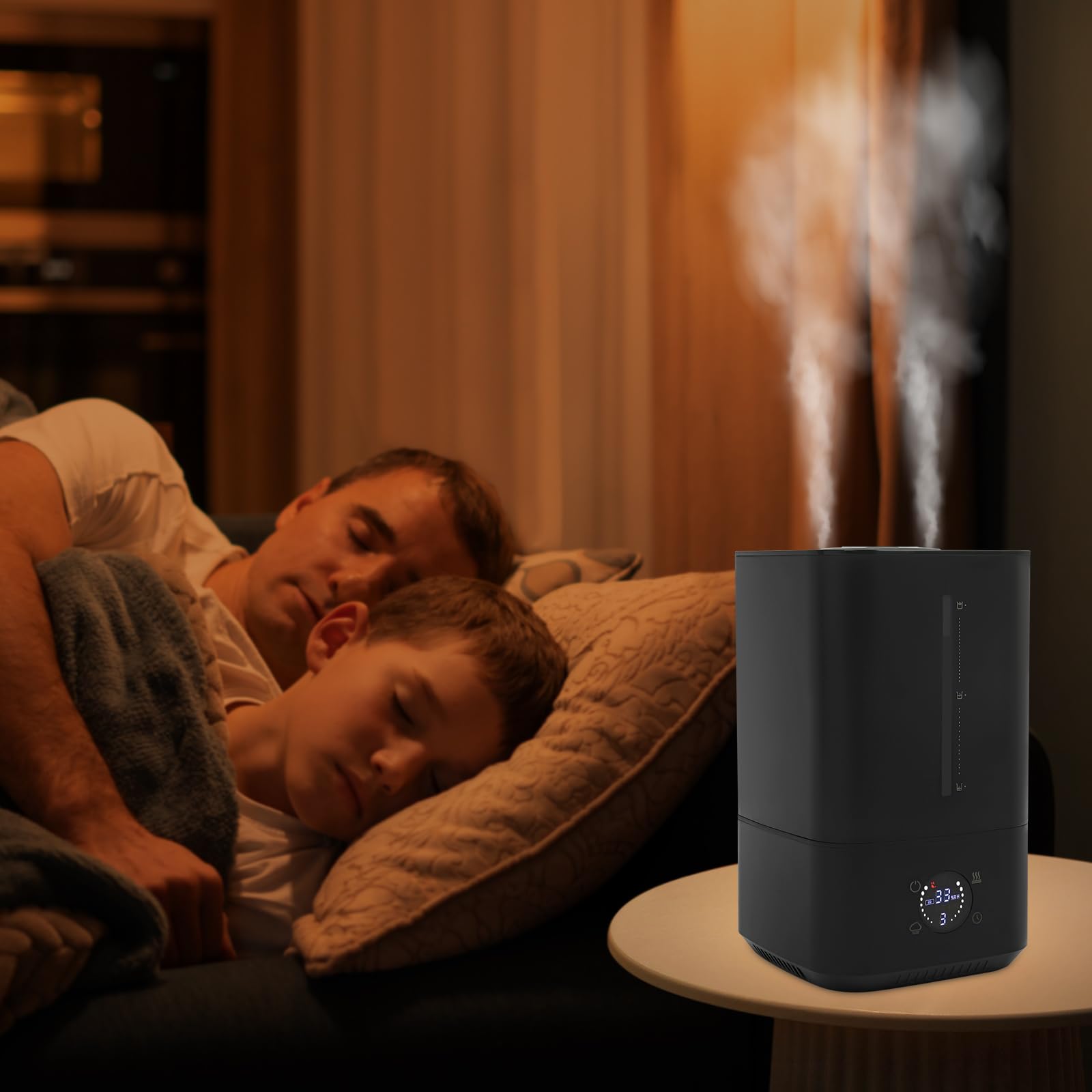6L Smart Humidificador de aire para habitaciones grandes, niebla fría y caliente, para dormitorio, rango de control de humedad 45% – 90%, para dormitorio, habitación de los niños, plantas, apagado