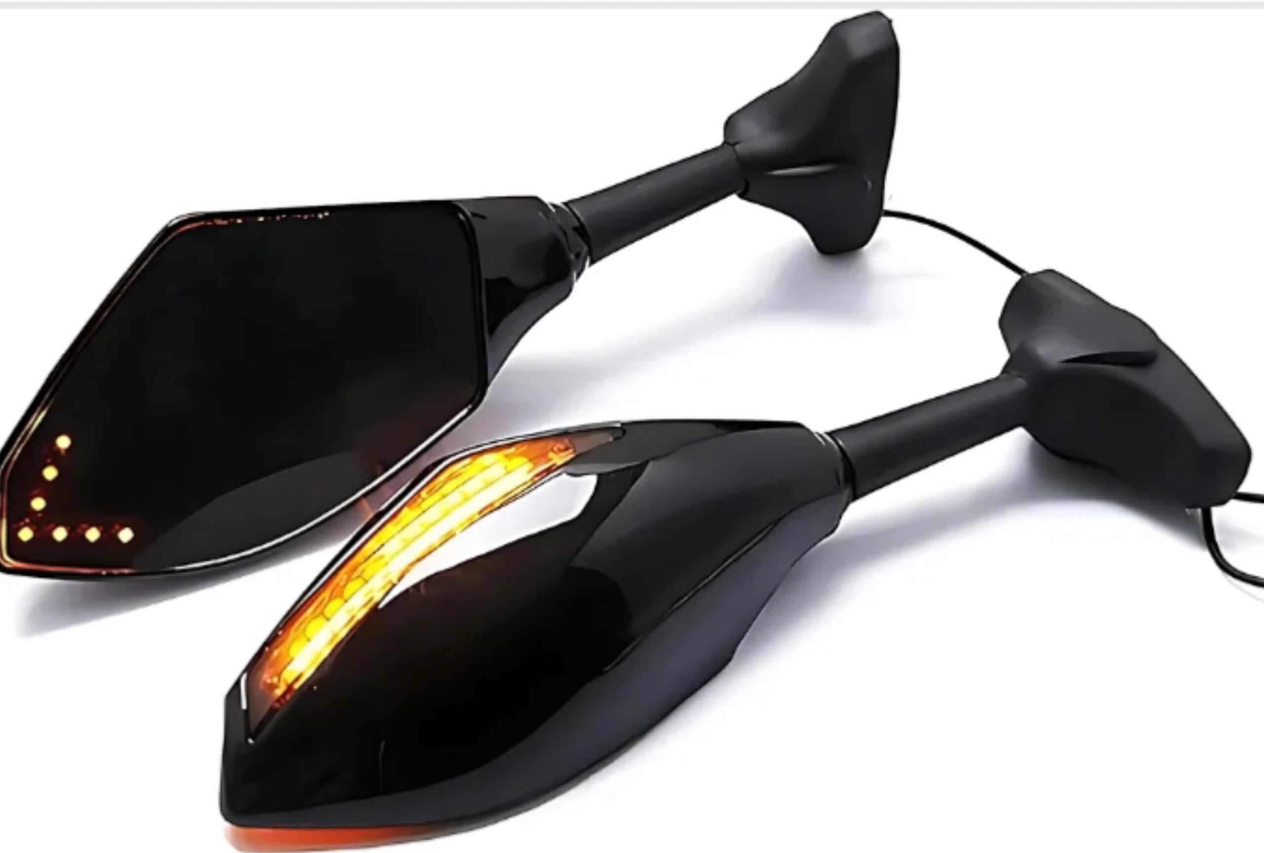 Bike Visor Rear View Mirror with Indicator Light | Built-in Turn Signal, Sporty Design, Black Finish, Pair of 2, Motorcycle Fitment-image-33