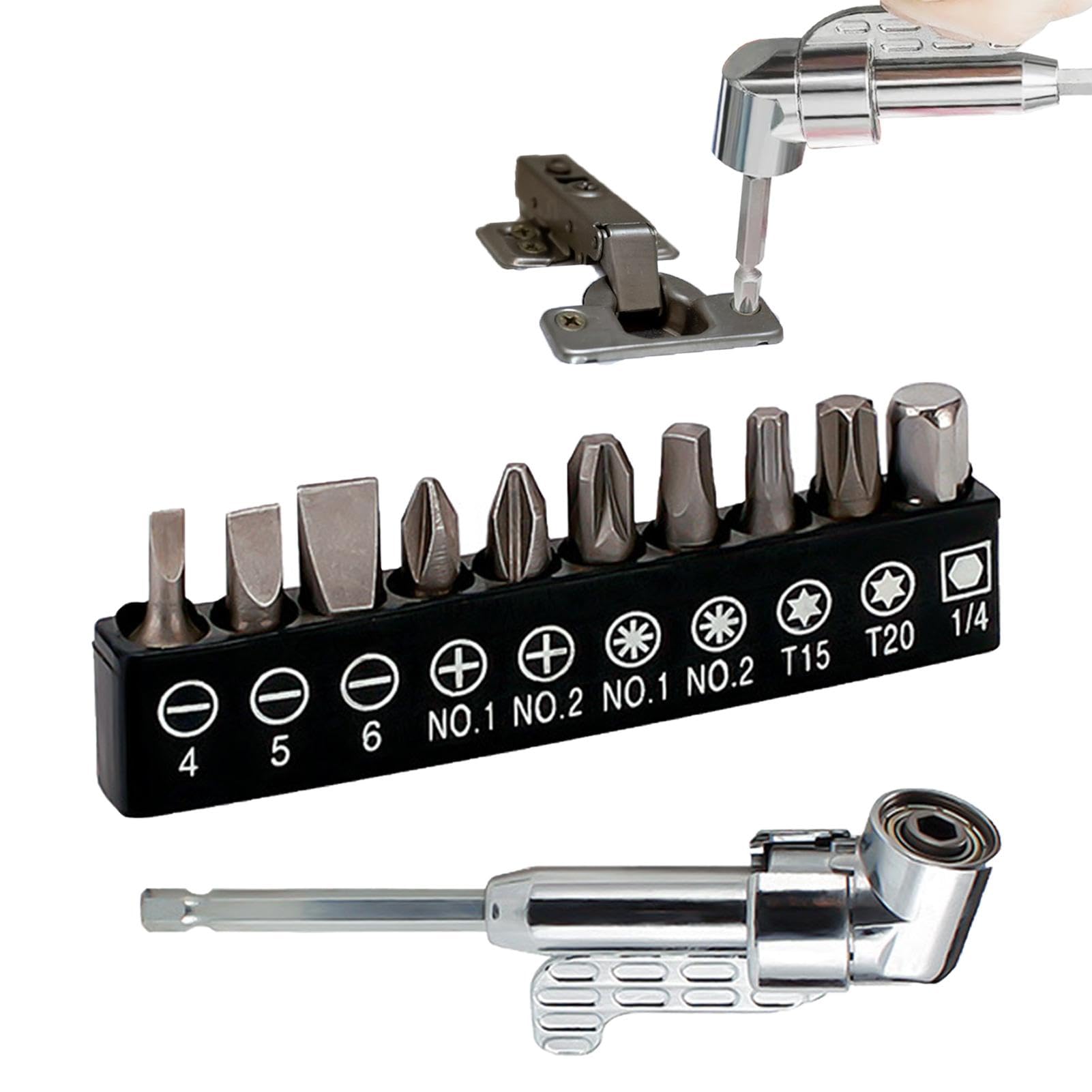 Cacciavite ad angolo retto, kit set di cacciaviti, Punta da trapano quadrata con attacco per trapano ad angolo retto, Utensili elettrici multifunzionali, attacchi per trapano per viti elicoidali, trap