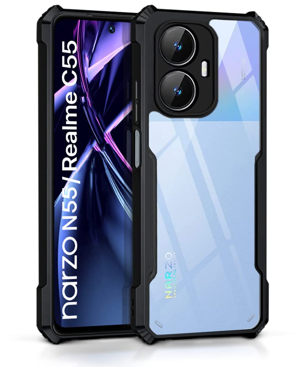 WOW IMAGINE Shock Proof Clear Back Case Mobile Cover for Realme C55 | Realme Narzo N55 (Hard | Hybrid PC + TPU | Full Armour Device & Camera Protection | Black) (B0C24FZY6Q) Amazon Price History, Amazon Price Tracker