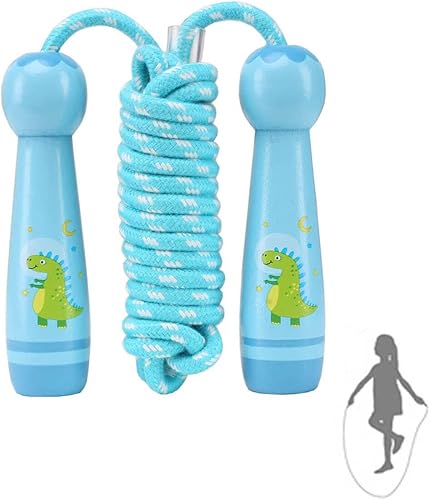 Miniatura 8 de Cuerda de saltar para niños, cuerda de saltar ajustable para niños pequeños con mango de madera y cuerda de algodón, bonita cuerda de saltar para