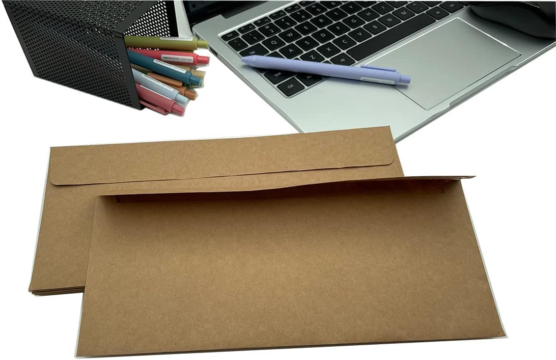 80Qty#10 Brown Kraft Business envelopes 4.125x9.5In- windowless design 120GSM paper envelopes - Image 5